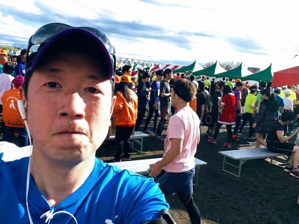 マラソン大会にて。