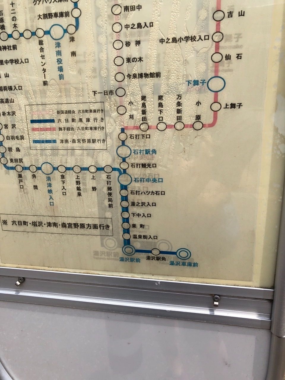 越後湯沢から石打方面の路線図です